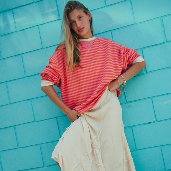 Free People We The Free | Classic Striped Oversized Crewneck | Small - Picture 6 of 16